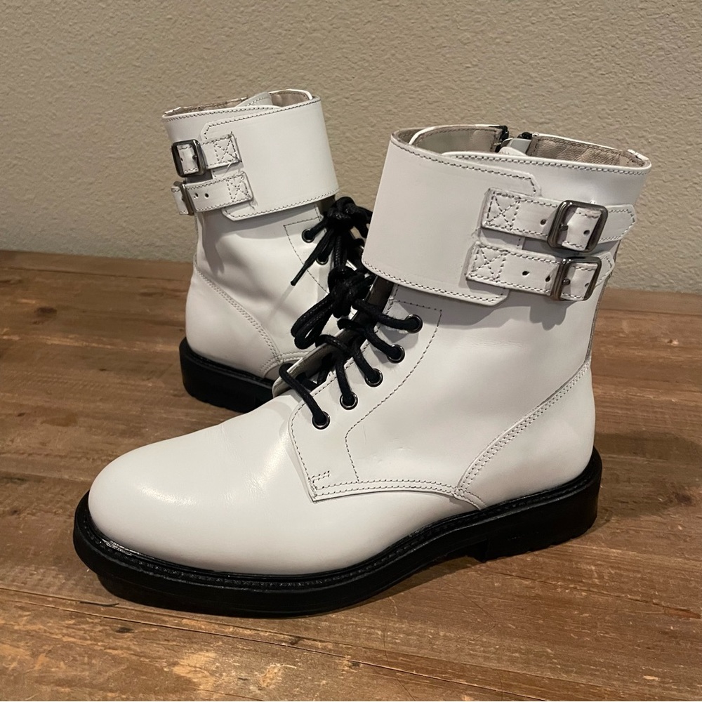 All Saints Brigade White Leather Combat Boots - Size 36